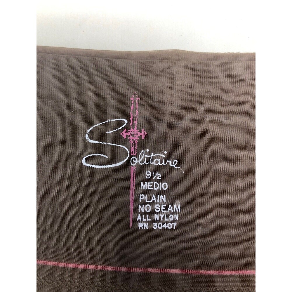 Solitaire Thigh High Nylons Seamless Medio 9 1/2 Medium New